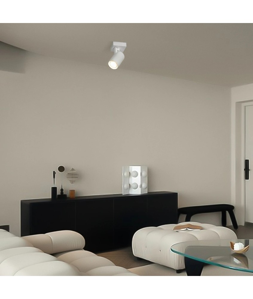 kelvo® SPOTA KLV-101-0135 Κινούμενο Φωτιστικό Σποτ Οροφής για Λάμπα MR16 με Ντουί GU10 AC 220-240V IP20 - Λευκό Ματ - Μ7 x Π6 x Υ14cm